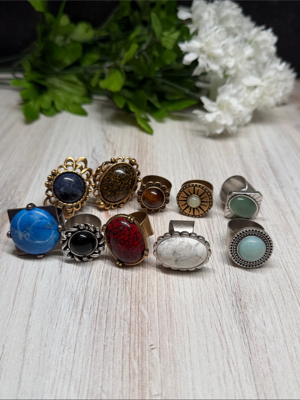 Alex and Ani’s Vintage Sixty-Six Collection- Matrix & Gemstone Cocktail Rings